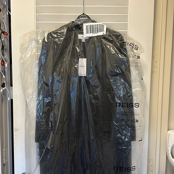 NWT Reiss Lara Wool Blend Herringbone Twill Coat in Chocolate Brown US 4 - Picture 4 of 15